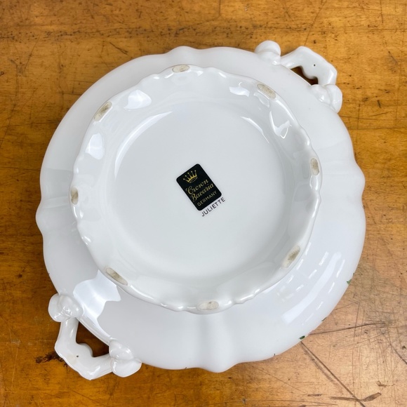 Vintage Crown Bavaria Juliette Covered Round Serving Bowl Handles Gold Trim - Picture 10 of 12